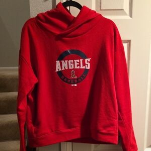 New Womens Red Angels MLB Baseball Scuba Neck Hoodie Large L By Levelwear